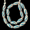 African Glass, Spiral, Teal, 27x12mm, 18in Strand