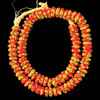 African Glass, Ghanaian, Fused Rondelle, Red & Yellow, 15x5mm, 22in Strand