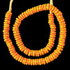 African Glass, Ghanaian, Fused Rondelle, Yellow & Red, 11x4mm, 20in Strand