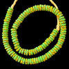 African Glass, Ghanaian, Fused Rondelle, Green & Yellow, 11x4mm, 20in Strand