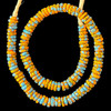 African Glass, Ghanaian, Fused Rondelle, Blue & Orange, 11x4mm, 20in Strand