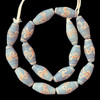 Indonesian Java Glass, Lewis & Clark, Blue-Grey, 27x13mm, 18in Strand
