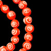 African Glass, Evil Eye, Red & White, 11mm, 25in Strand