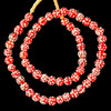 African Glass, Skunk Eye, Red, 12-14mm, 26in Strand
