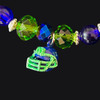 Bracelet, Stretchy, Seahawks, Blue & Green Crystals, Hand Painted Porcelain Footballs & Enamel Charms
