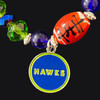 Bracelet, Stretchy, Seahawks, Blue & Green Crystals, Hand Painted Porcelain Footballs & Enamel Charms