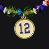 Bracelet, Stretchy, Seahawks, Blue & Green Crystals, Hand Painted Porcelain Footballs & Enamel Charms
