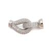 Fold Over Clasp, Teardrop, 28mm, Brass, Platinum Plated, Cubic Zirconia, 1 Set