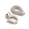 Fold Over Clasp, Teardrop, 28mm, Brass, Platinum Plated, Cubic Zirconia, 1 Set
