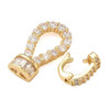 Fold Over Clasp, Teardrop, 22mm, Brass, 18K Gold Plated, Cubic Zirconia, 1 Set