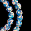 African Glass, Fused Round, Blue, 14mm, 22in Strand