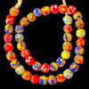 African Glass, Fused Round, Multicolor, 14mm, 22in Strand