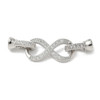 Fold Over Clasp, Infinity, 39mm, Brass, Platinum Plated, Cubic Zirconia, 1 Set