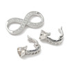 Fold Over Clasp, Infinity, 39mm, Brass, Platinum Plated, Cubic Zirconia, 1 Set