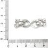 Fold Over Clasp, Infinity, 36mm, Brass, Platinum Plated, Cubic Zirconia, 1 Set