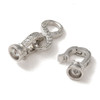 Fold Over Clasp, Infinity, 28mm, Brass, Platinum Plated, Cubic Zirconia, 1 Set