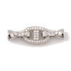 Fold Over Clasp, Oval, 29mm, Brass, Platinum Plated, Cubic Zirconia, 1 Set