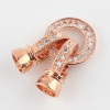 Fold Over Clasp, Ring, 27x11x7mm, Brass, Rose Gold, Cubic Zirconia, 1 Set