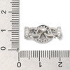 Fold Over Clasp, Ring, 21mm, Brass, Platinum Plated, Cubic Zirconia, 1 Set