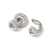Fold Over Clasp, Ring, 21mm, Brass, Platinum Plated, Cubic Zirconia, 1 Set