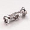 Fold Over Clasp, 23x8mm, Brass, Platinum Plated, Cubic Zirconia, 1 Set