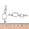 Fold Over Clasp, Oval, 60mm, Brass, Platinum Plated, Cubic Zirconia, 1 Set