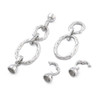Fold Over Clasp, Oval, 60mm, Brass Core, Silver, Cubic Zirconia, 1 Set