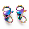 Lobster Claw Clasp, 10x7mm, Stainless Steel, Rainbow, 10 PCS