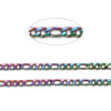 Stainless Steel Chain, Rainbow, 6x4mm, Figaro, 3.3 ft.