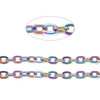 Stainless Steel Chain, Rainbow, 4x3mm, Flat Oval, 3.3 ft.