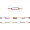 Stainless Steel Chain, Rainbow, 12x4mm, Flat Paperclip, Soldered, 3.3 ft.