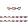 Stainless Steel Chain, Rainbow, 8x5mm, Coffee Bean, 3.3 ft.