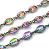 Stainless Steel Chain, Rainbow, 8x5mm, Coffee Bean, 3.3 ft.