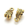 Hang Bails, Tibetan Style, Leaf, 14x6mm, Metal Alloy, Antique Gold, 15 PCS