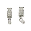 Pinch Bails, 18x5mm, Brass, Platinum Plated, Cubic Zirconia, 2 PCS