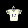 Enamel Pendant, Medium #12 Jersey, White & Blue, 28x30mm