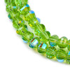 Lantern Shaped, Faceted, Glass, Bright Green AB, 8x6mm, One 18in Strand
