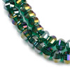 Lantern Shape, Faceted, Glass, Dark Emerald AB, 8x6mm, One 18in Strand