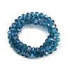 Lantern Shape, Faceted, Glass, Blue AB, 8x6mm, One 18in Strand