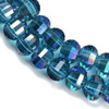 Lantern Shape, Faceted, Glass, Blue AB, 8x6mm, One 18in Strand