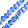 Lantern Shape, Faceted, Glass, Cornflower Blue AB, 8x6mm, One 18in Strand