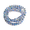 Lantern Shape, Faceted, Glass, Clear & Blue AB, 8x6mm, One 18in Strand