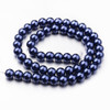 Glass Pearls, Dark Blue, 8mm, One 15in Strand