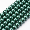 Glass Pearls, Pine Green, In Sizes 6mm & 8mm, One 15in Strand