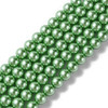 Glass Pearls, Green, 8mm, One 15in Strand