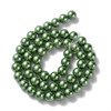 Glass Pearls, Dark Green, 8mm, One 15in Strand