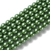 Glass Pearls, Dark Green, 8mm, One 15in Strand