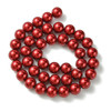 Glass Pearls, Red, 8mm, One 15in Strand