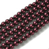 Glass Pearls, Plum Red, 6mm