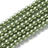 Glass Pearls, Khaki Green, 6mm, One 15in Strand
